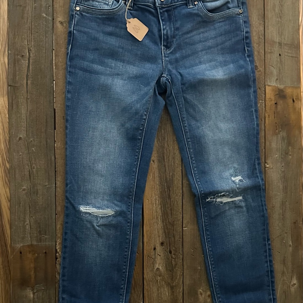 White House Black Market Blue Skinny Jeans Distressed